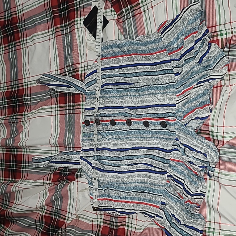Takara Striped Button-Down Ruffle Top - Picture 6 of 7